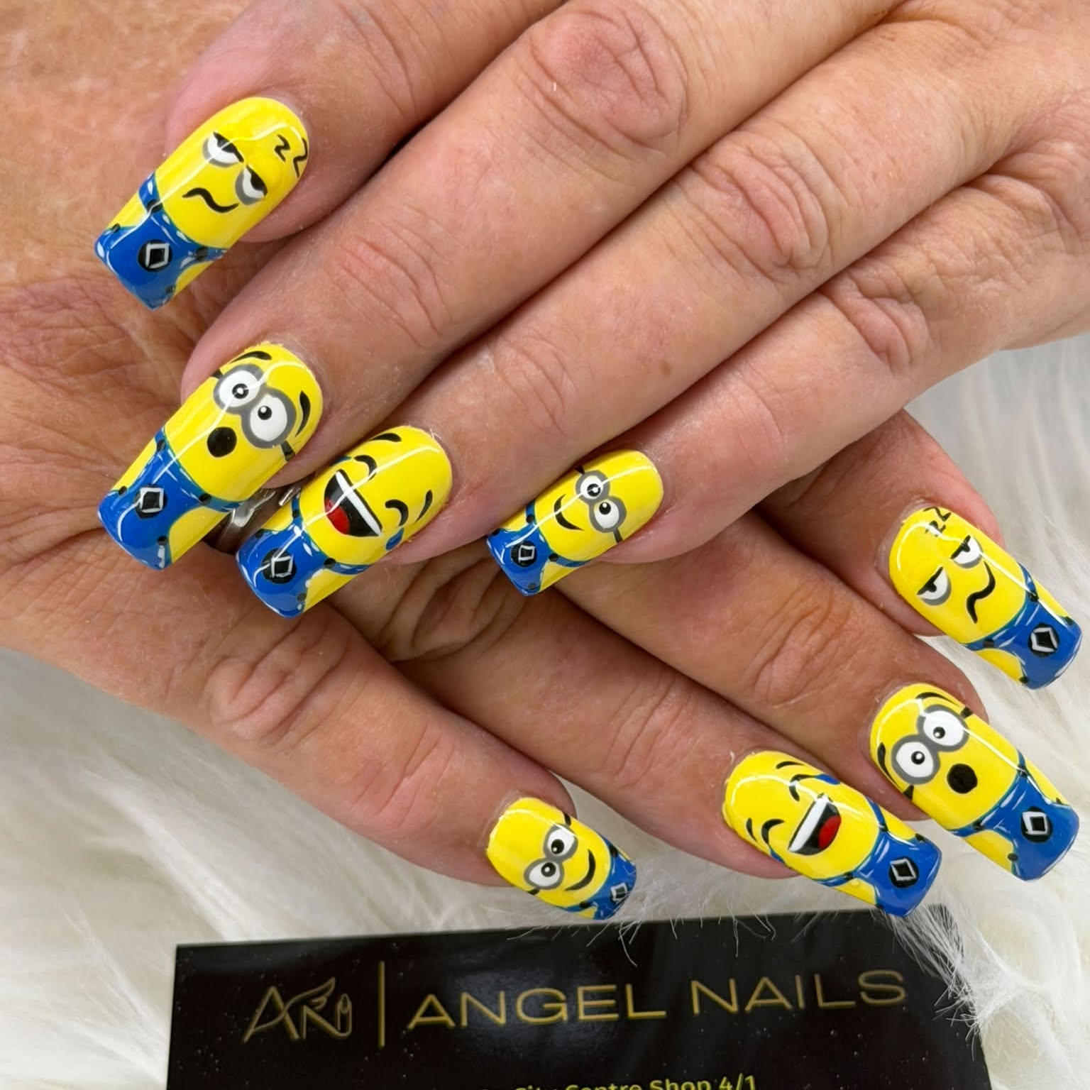 Hand-painted Minion nails